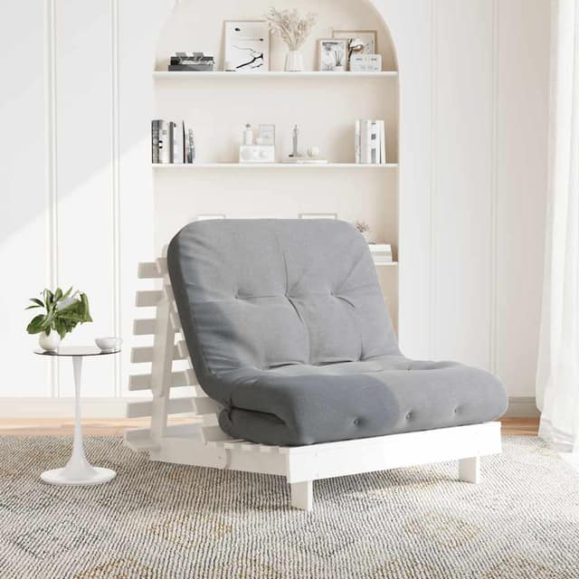 VidaXL Καναπές Κρεβάτι Futon με Στρώμα 90x206x11 εκ. Μασίφ Ξύλο Πεύκου