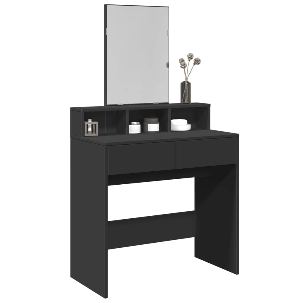 VidaXL Μπουντουάρ με Καθρέφτη Μαύρο 80x41x144,5 εκ.
