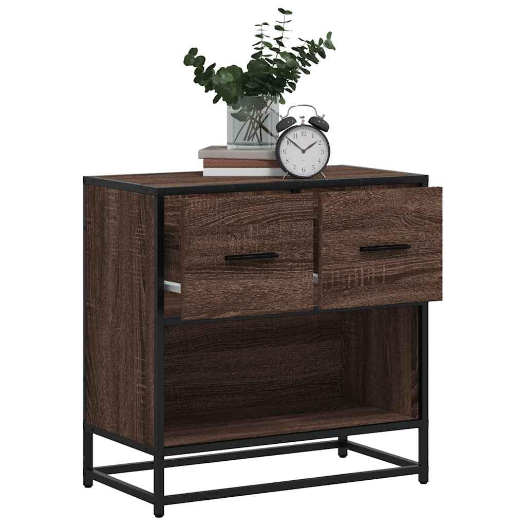VidaXL Κομοδίνο καφέ δρυς 60x31x60 cm Κατασκευασμένο ξύλο και μέταλλο