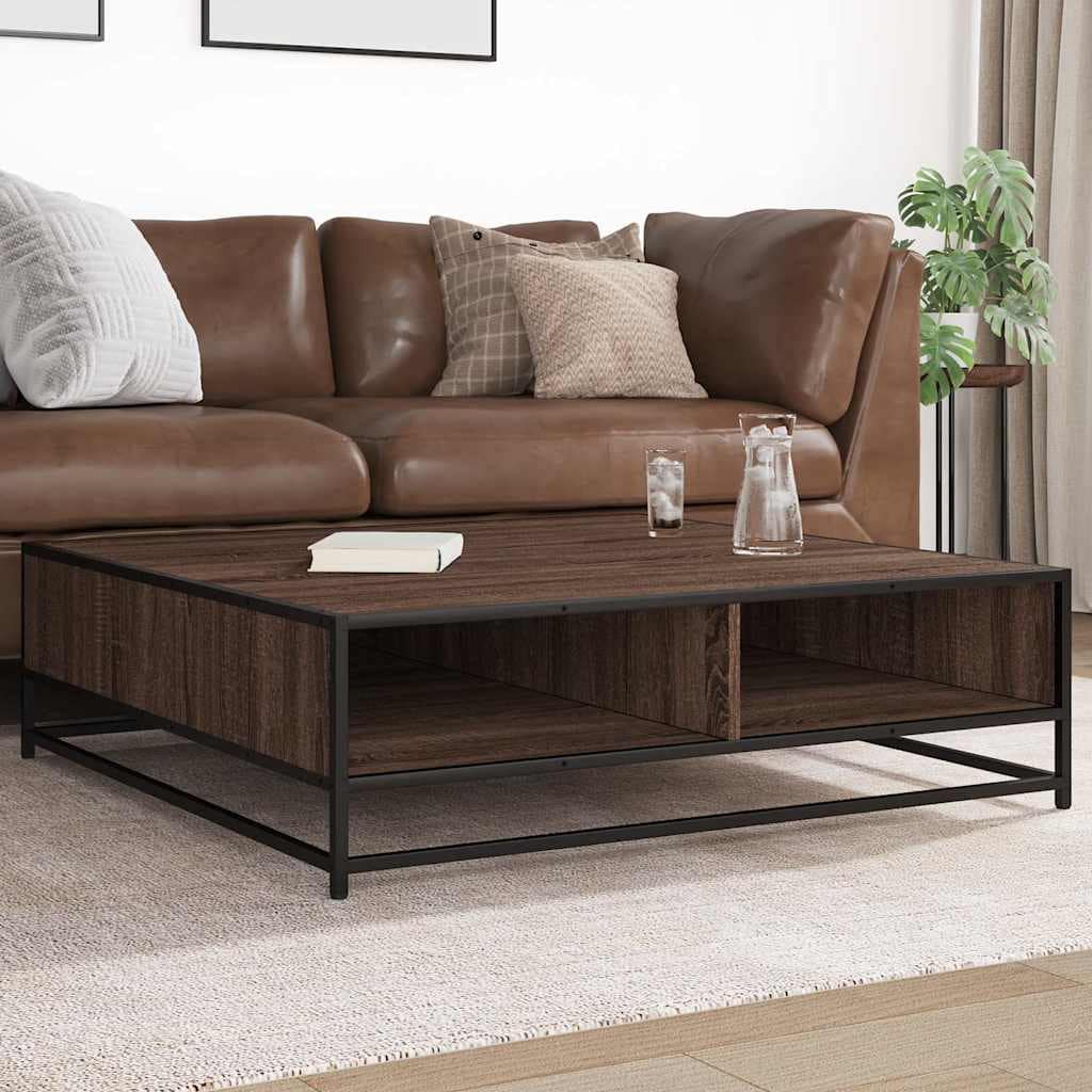 VidaXL Τραπεζάκι Σαλονιού Καφέ Δρυς 100x100x30 εκ. Επεξ. Ξύλο/Μέταλλο