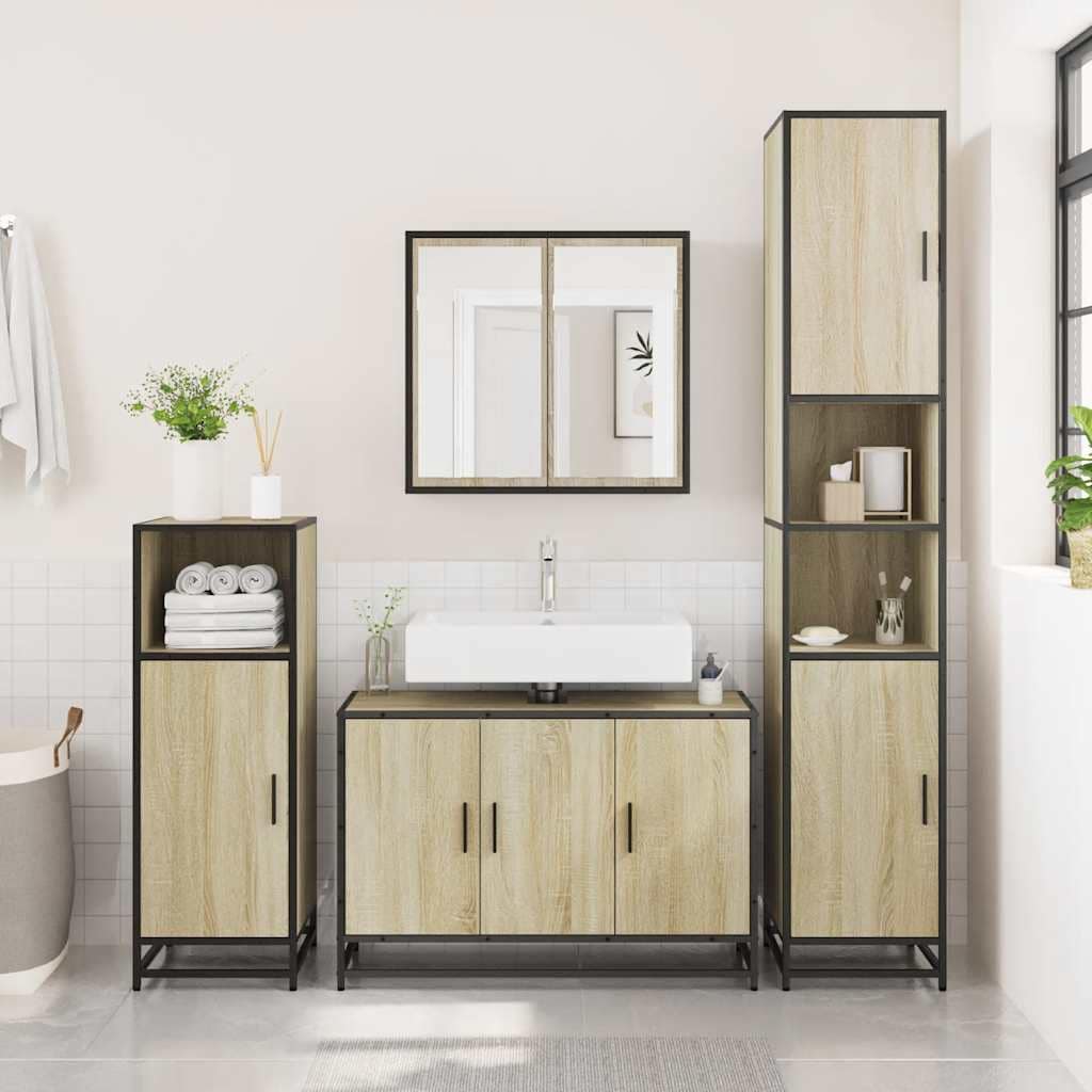 VidaXL Ντουλάπι Νιπτήρα Μπάνιου Sonoma Δρυς 90 x 33 x 60 εκ. από Τεχνητό Ξύλο