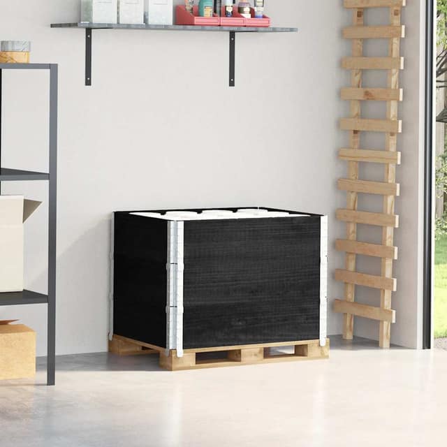 VidaXL Κολάρα Παλέτας 3 τεμ. Μαύρο 80 x 60 εκ. από Μασίφ Ξύλο Πεύκου
