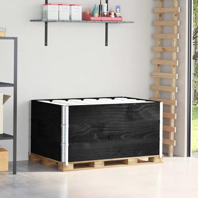 VidaXL Κολάρα Παλέτας 3 τεμ. Μαύρο 120x80 εκ. από Μασίφ Ξύλο Πεύκου