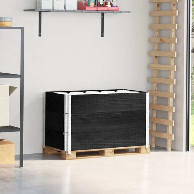 VidaXL Κολάρα Παλέτας 3 τεμ. Μαύρο 100x50 εκ. από Μασίφ Ξύλο Πεύκου