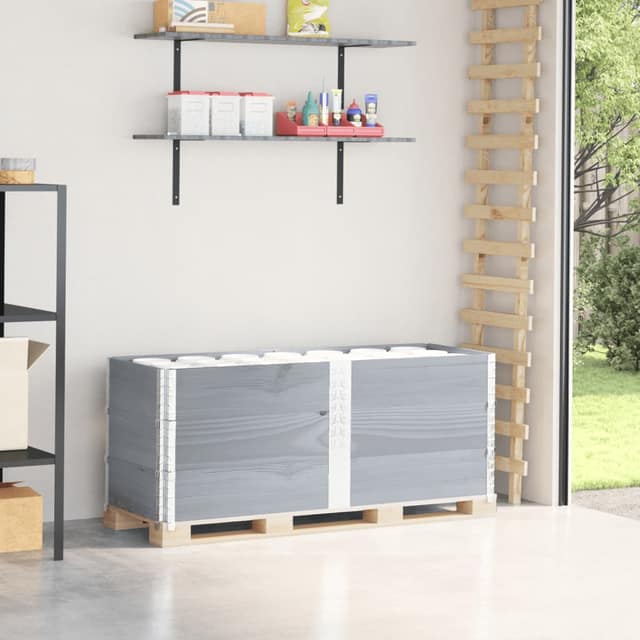VidaXL Κολάρα Παλέτας 3 τεμ. Γκρι 150x50 εκ. από Μασίφ Ξύλο Πεύκου