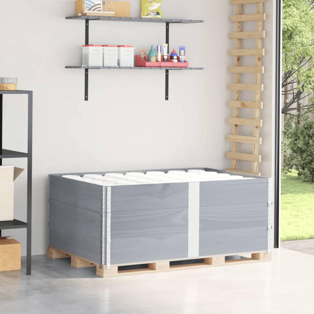 VidaXL Κολάρα Παλέτας 3 τεμ. Γκρι 150x100 εκ. από Μασίφ Ξύλο Πεύκου