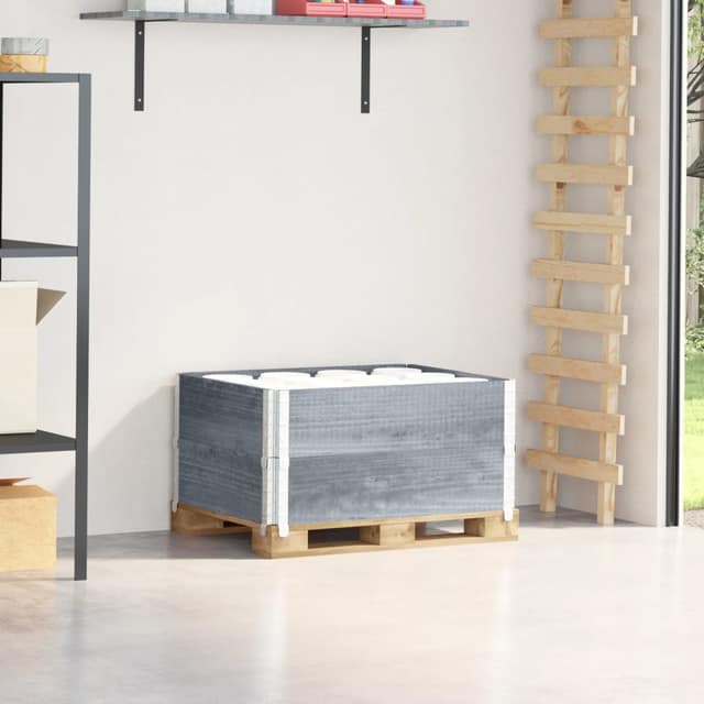 VidaXL Κολάρα Παλέτας 2 τεμ. Γκρι 80 x 60 εκ. από Μασίφ Ξύλο Πεύκου