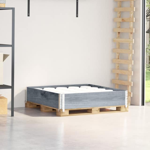 VidaXL Κολάρα Παλέτας Γκρι 100x100 εκ. από Μασίφ Ξύλο Πεύκου