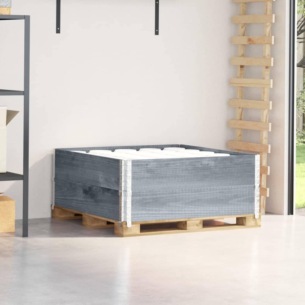 VidaXL Κολάρα Παλέτας 2 τεμ. Γκρι 100x100 εκ. από Μασίφ Ξύλο Πεύκου