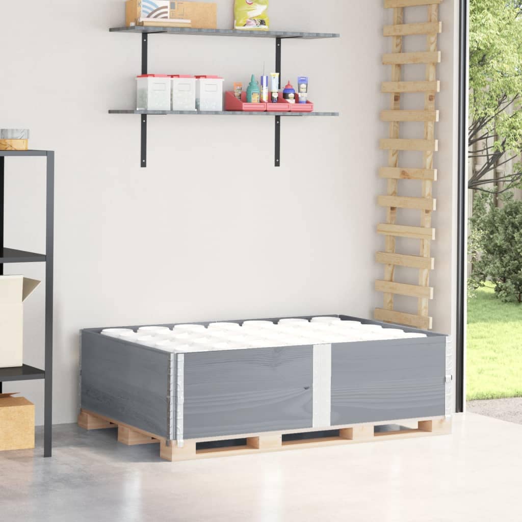 VidaXL Κολάρα Παλέτας 2 τεμ. Γκρι 150x100 εκ. από Μασίφ Ξύλο Πεύκου
