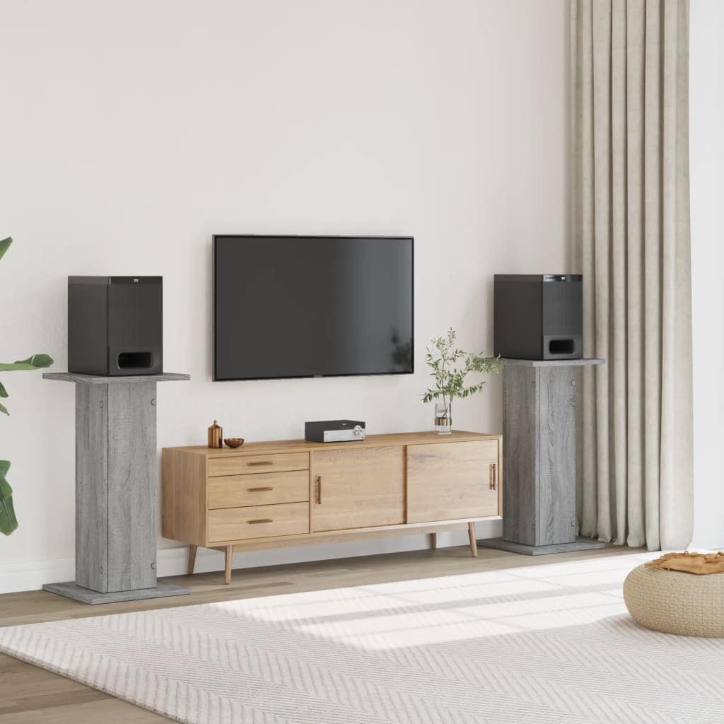 VidaXL Βάσεις Ηχείων 2 Τεμ. Γκρι Sonoma 30x30x80εκ. Επεξεργασμένο Ξύλο