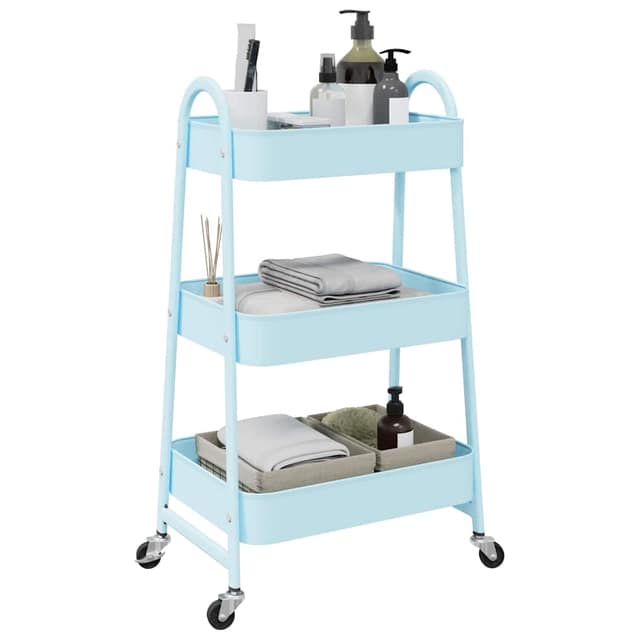 VidaXL Τρόλεϊ αποθήκευσης 3 Επίπεδα Μπλε 42x41,5x77 εκ. Ατσάλι
