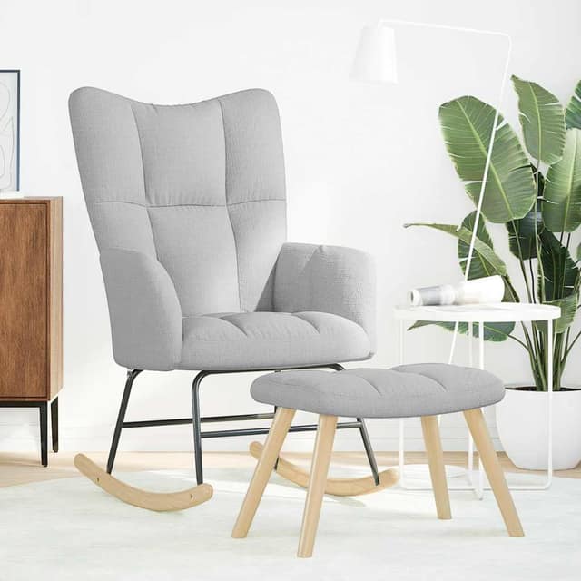 VidaXL Κουνιστή καρέκλα με υποπόδιο Cloud Grey Fabric