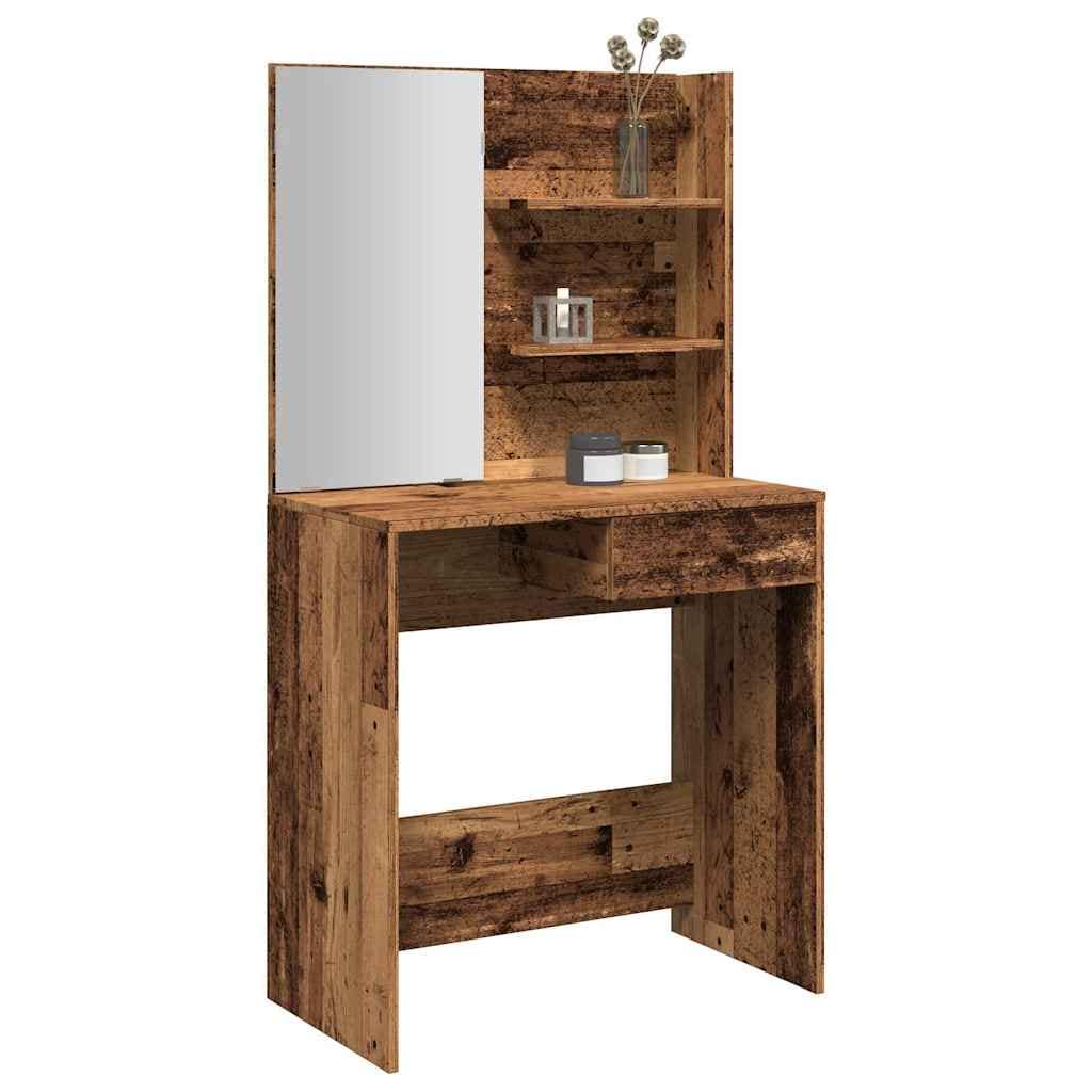 VidaXL Κομοδίνο με καθρέφτη Παλιό ξύλο 74,5x40x141 cm