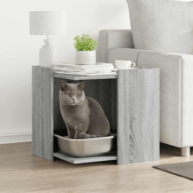 VidaXL Τουαλέτα Γάτας Περίφραξη Γκρι Sonoma 53x53x51εκ Επεξεργασμ Ξύλο