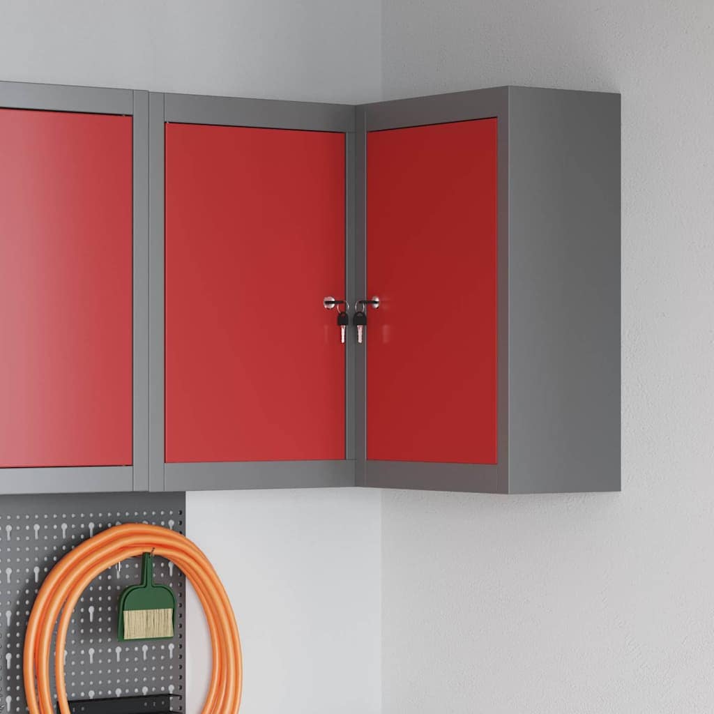 VidaXL Ντουλάπα εργαλείων Κόκκινο και Γκρι 55 x 55 x 55 εκ Ατσάλι