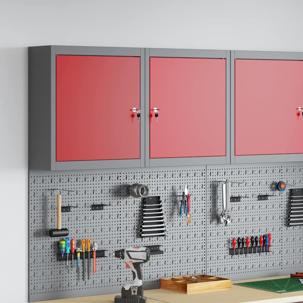 VidaXL Ντουλάπα εργαλείων Κόκκινο και Γκρι 50 x 20 x 55 εκ. Ατσάλι