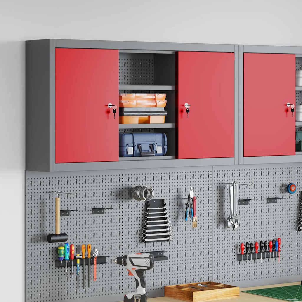 VidaXL Ντουλάπα εργαλείων Κόκκινο και Γκρι 100 x 20 x 55 εκ. Ατσάλι