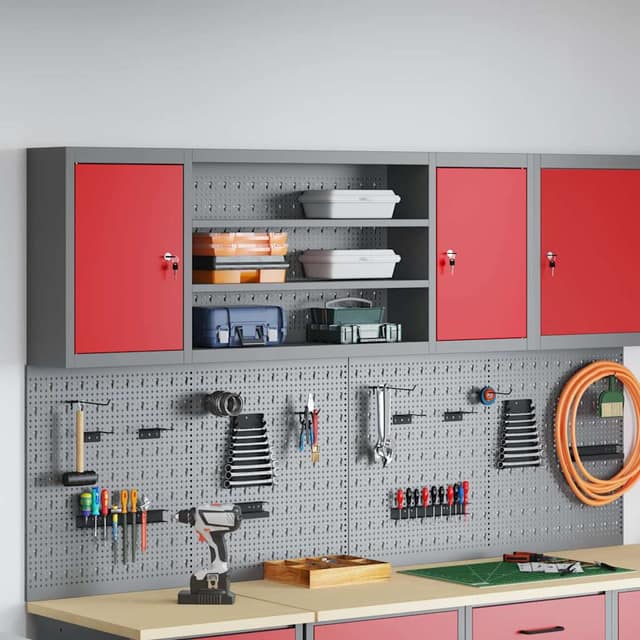 VidaXL Ντουλάπα εργαλείων Κόκκινο και Γκρι 150 x 20 x 55 εκ. Ατσάλι