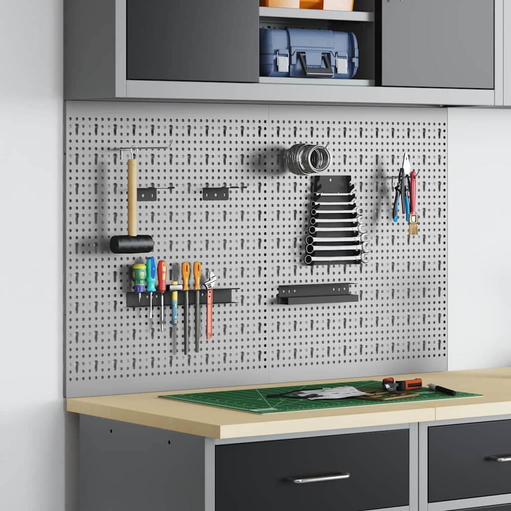 VidaXL Πάνελ Τοίχου Εργαλείων 2 τεμ. Γκρι 100 x 1 x 60 εκ Ατσάλι