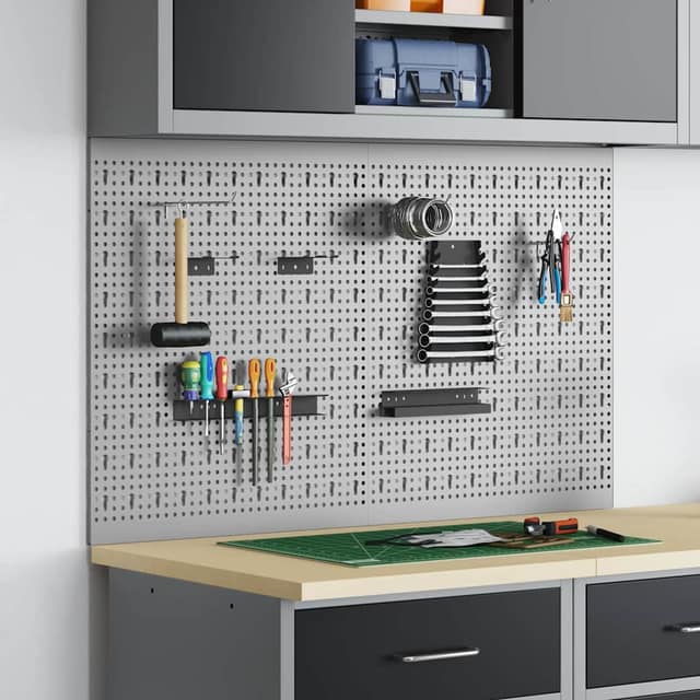 VidaXL Πάνελ Τοίχου Εργαλείων 2 τεμ. Γκρι 100 x 1 x 60 εκ Ατσάλι