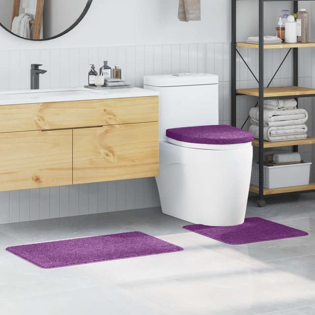 VidaXL Σετ Μάτ Μπάνιου Αντιολισθητικό 3 τμχ. Μοβ 50 x 80 cm PP