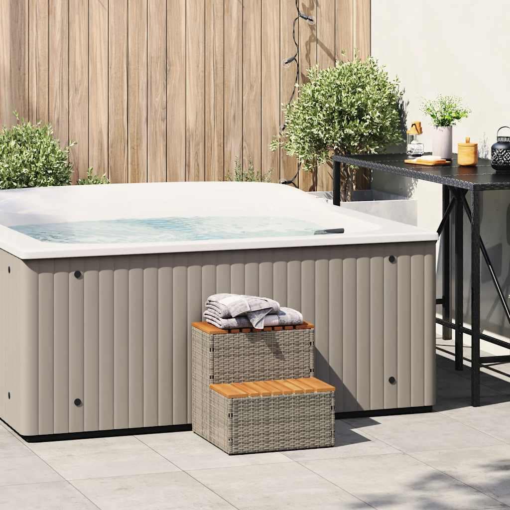 VidaXL Βήμα υδρομασάζ Γκρι 50x50x50,5εκ. Συνθετικό Ρατάν/Μασίφ Ακακίας