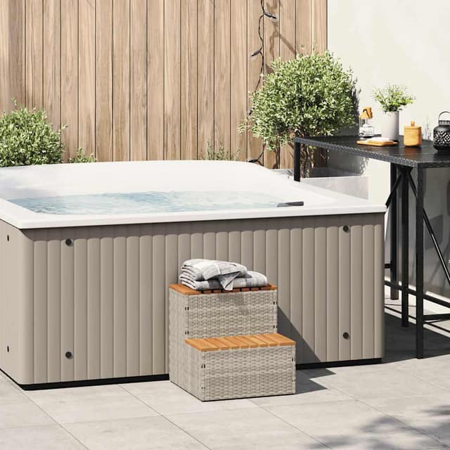 VidaXL Βήμα υδρομασάζ Αν. Γκρι 50x50x50,5εκ. Συνθετικό Ρατάν/Ακακίας