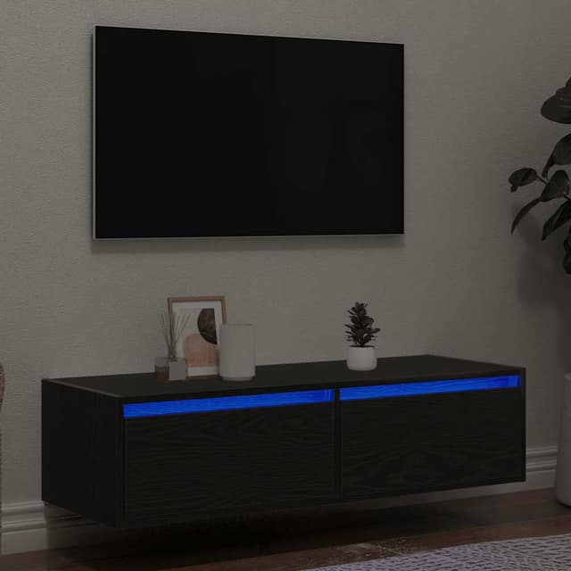 VidaXL Έπιπλο Τηλεόρασης με LED Μαύρη βελανιδιά 100X35,5x25 εκ.