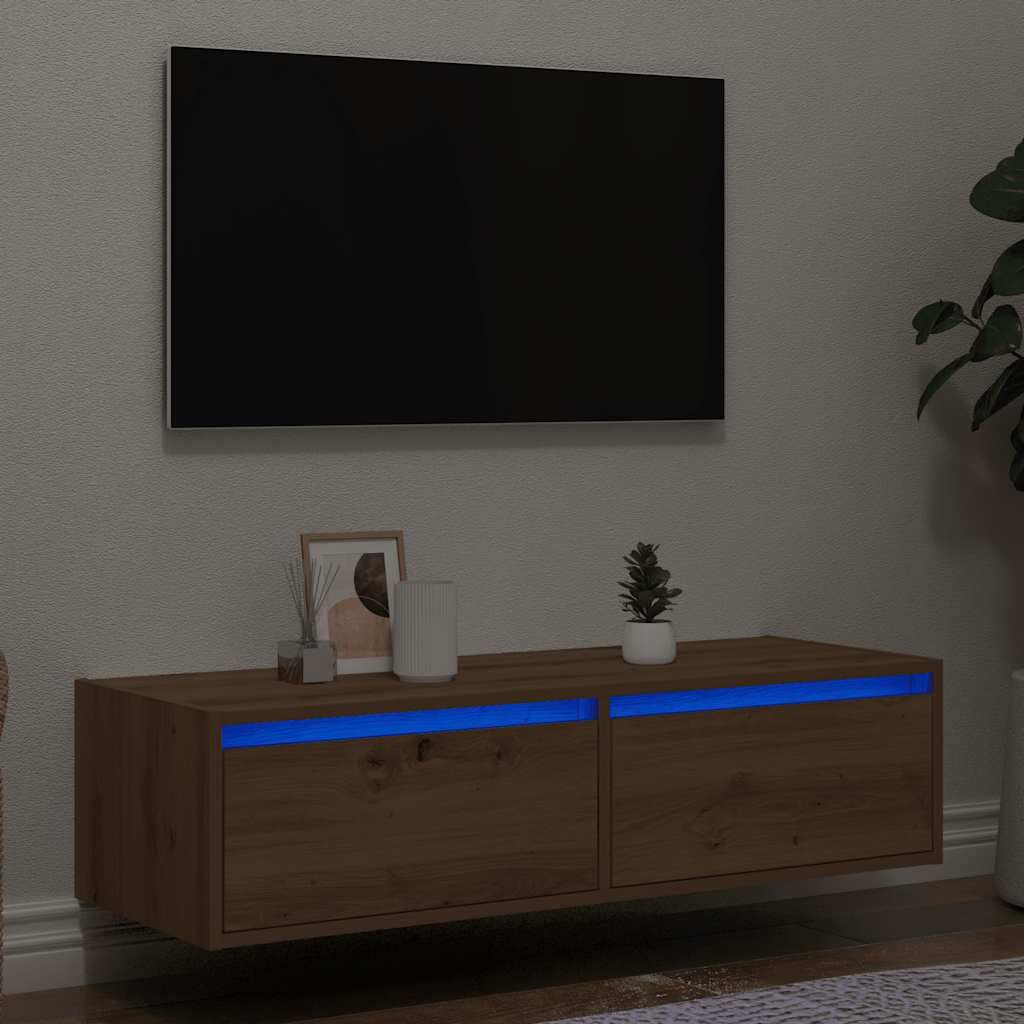 VidaXL Έπιπλο Τηλεόρασης με LED Τεχνίτης βελανιδιά 100X35,5x25 εκ.