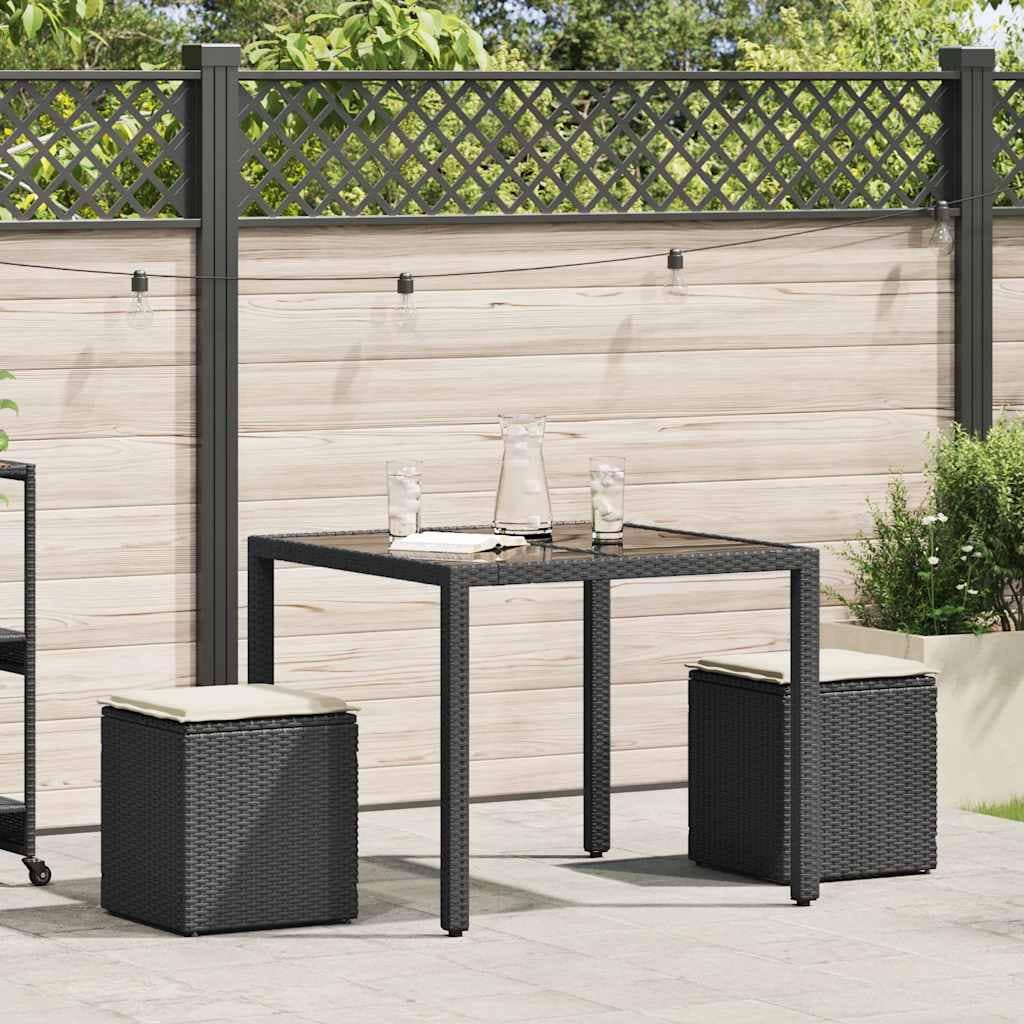 VidaXL σκαμπό κήπου με μαξιλάρια 2 τεμάχια Μαύρο 40x40x43 cm
