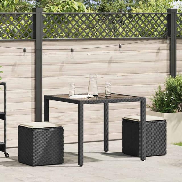 VidaXL σκαμπό κήπου με μαξιλάρια 2 τεμάχια Μαύρο 40x40x43 cm