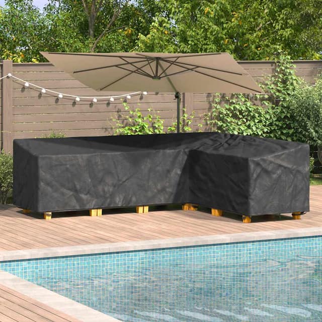 VidaXL Κάλυμμα επίπλων 286 x 222 x 80 εκ. Σχήμα L Αδιάβροχο Μαύρο