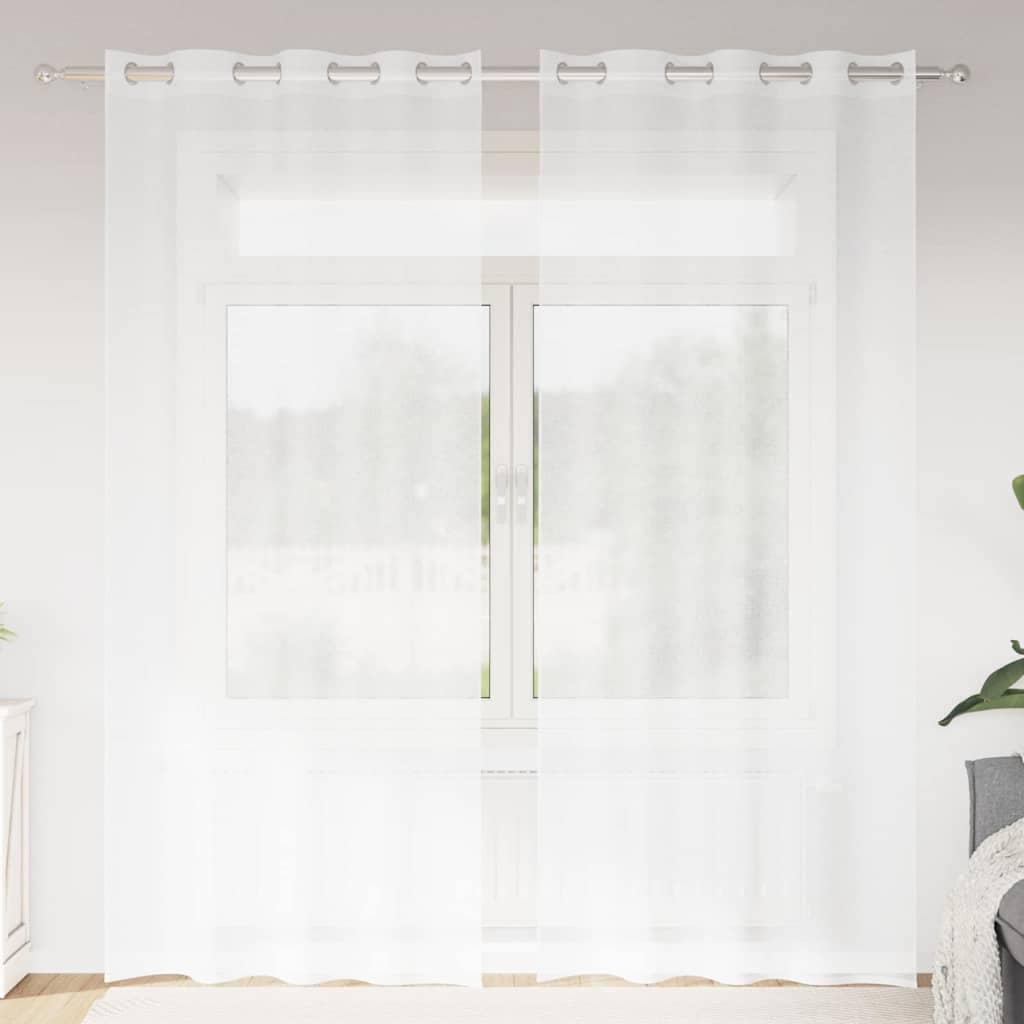 VidaXL Κουρτίνα βυσσινί 2 τμχ. Λευκό 260 x 140 εκ. Πολυεστέρας
