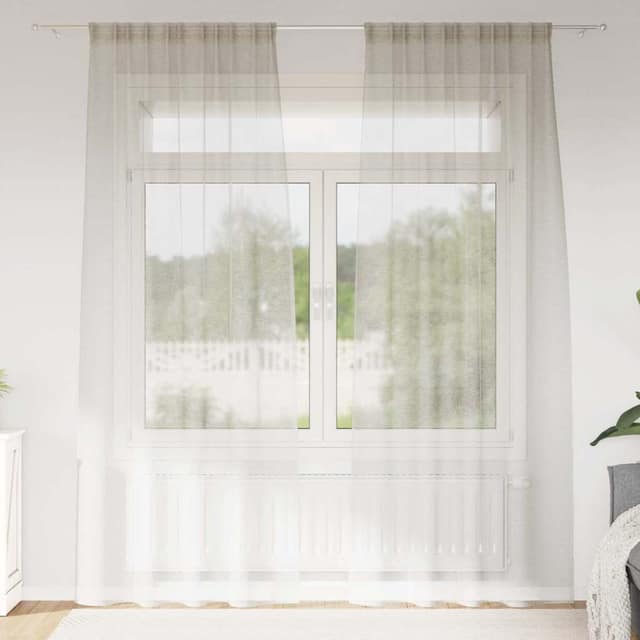 VidaXL Κουρτίνα βυσσινί 2 τμχ. Κρεμ 245 x 140 εκ. Πολυεστέρας