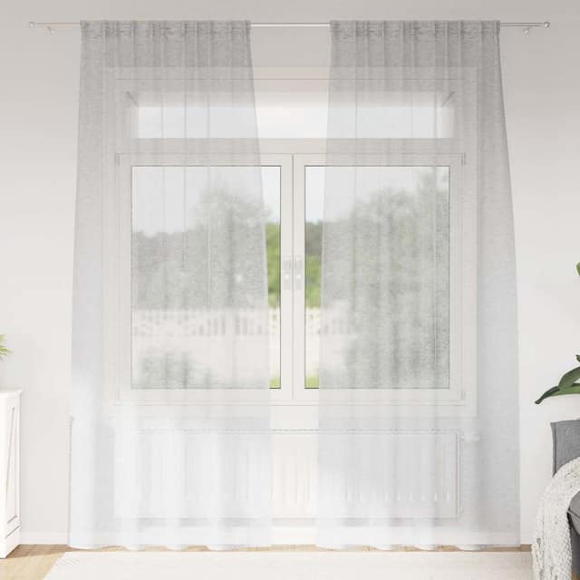 VidaXL Κουρτίνα βυσσινί 2 τμχ. Ανοιχτό γκρι 245 x 140 εκ. Πολυεστέρας