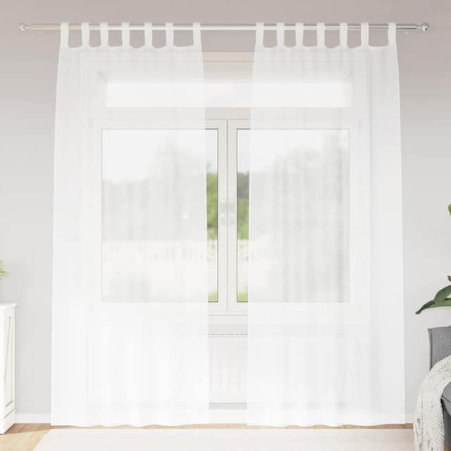 VidaXL Κουρτίνα βυσσινί 2 τμχ. Λευκό 260 x 140 εκ. Πολυεστέρας