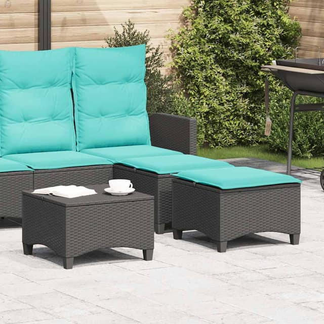 VidaXL Σκαμπό Κήπου με Μαξιλάρια 2 τεμ. Μαύρα 55x55x36 εκ. από Συνθετικό Ρατάν