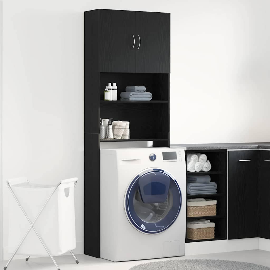 VidaXL Ντουλάπι Πλυντηρίου Ρούχων Μαύρο Δρυς 64x24x190 εκ. από Τεχνητό Ξύλο