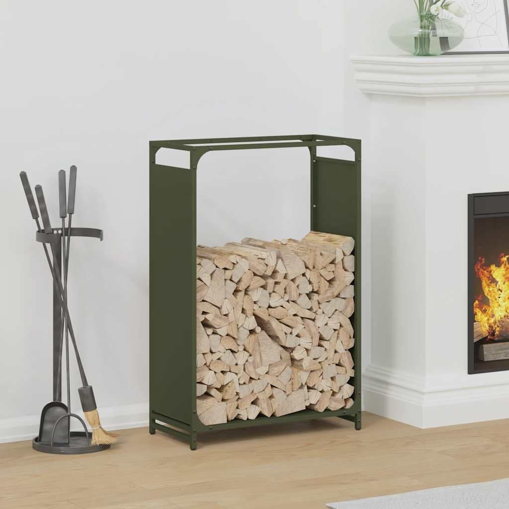 VidaXL Ράφι για καυσόξυλα Ελαιοπράσινο 60x28x90cm Ατσάλι ψυχρής έλασης
