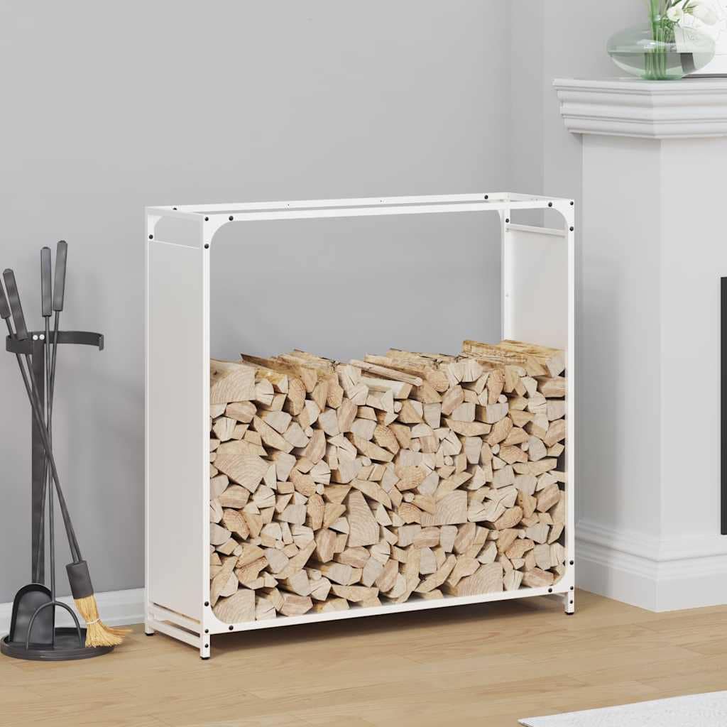 VidaXL Ράφι για καυσόξυλα Λευκό 90x28x90 cm Ατσάλι ψυχρής έλασης