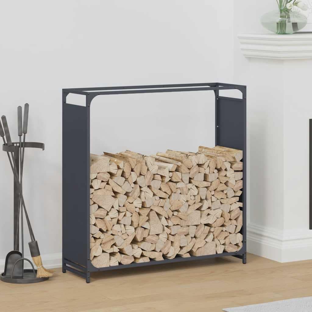 VidaXL Ράφι για καυσόξυλα Ανθρακί 90x28x90 cm Ατσάλι ψυχρής έλασης