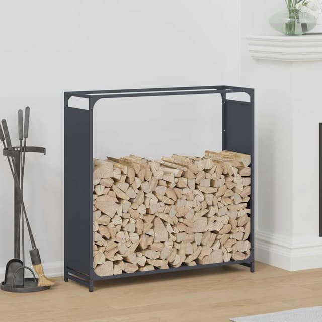 VidaXL Ράφι για καυσόξυλα Ανθρακί 90x28x90 cm Ατσάλι ψυχρής έλασης