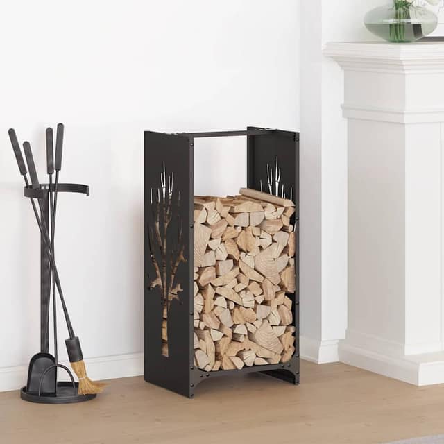 VidaXL Ράφι Καυσόξυλων Μαύρο 40x30x80 εκ. Χάλυβας ψυχρής έλασης