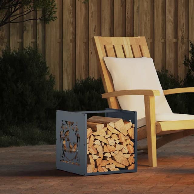VidaXL Ράφι Καυσόξυλων Ανθρακί 40x40x40 εκ. Χάλυβας ψυχρής έλασης