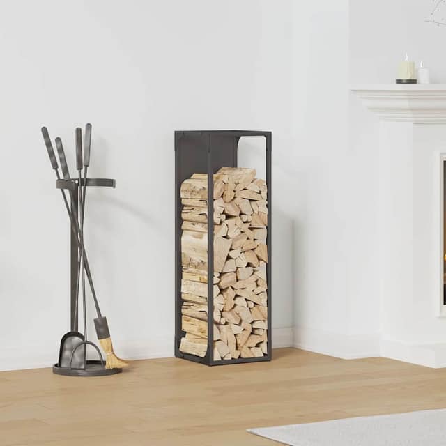 VidaXL Ράφι για καυσόξυλα Μαύρο 25x25x80 cm Ατσάλι ψυχρής έλασης