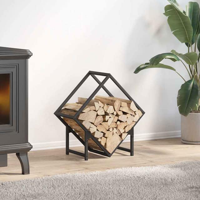VidaXL Ράφι για καυσόξυλα Μαύρο 50x25x50 εκ. Ατσάλι ψυχρής έλασης