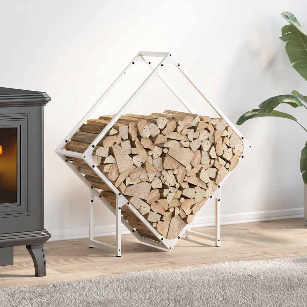 VidaXL Ράφι για καυσόξυλα Λευκό 80x25x80 εκ. Ατσάλι ψυχρής έλασης