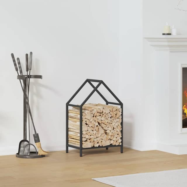 VidaXL Ράφι για καυσόξυλα Μαύρο 40x25x60 εκ. Ατσάλι ψυχρής έλασης