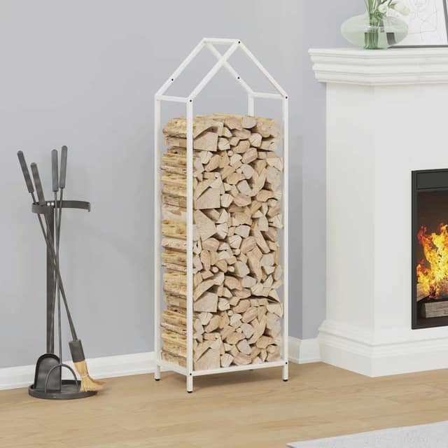 VidaXL Ράφι για καυσόξυλα Λευκό 40x25x120 cm Ατσάλι ψυχρής έλασης